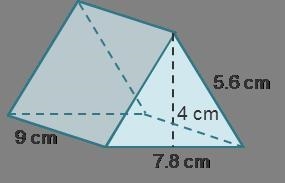 A triangular prism. The triangular base has a base of 7.8 centimeters and height of-example-1