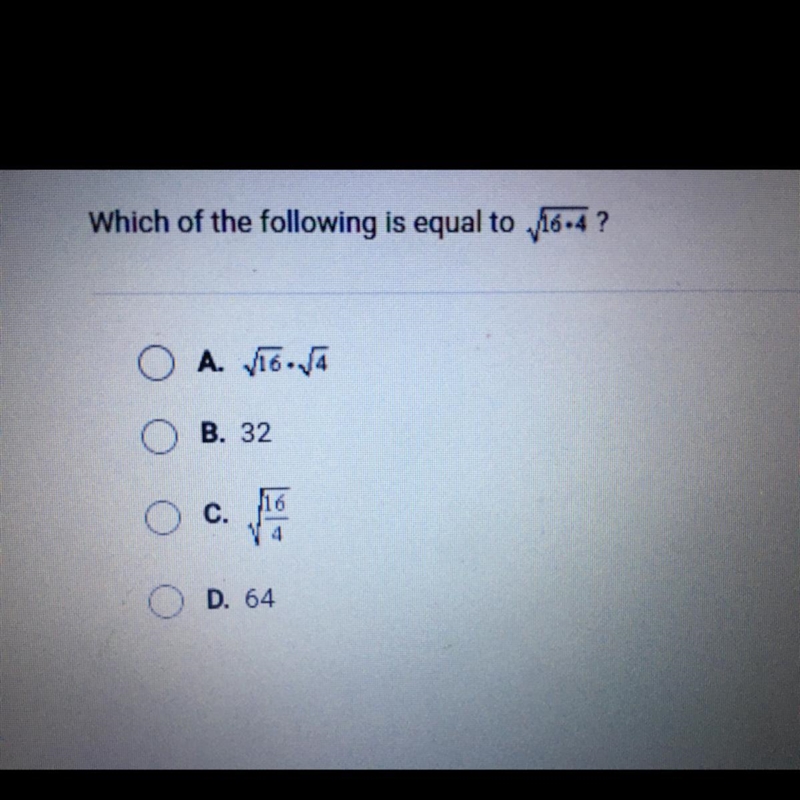 PLEASE HELP VERY URGENT!!!! Which of the following is equal to 16.4 ? A. 16 • 4 B-example-1