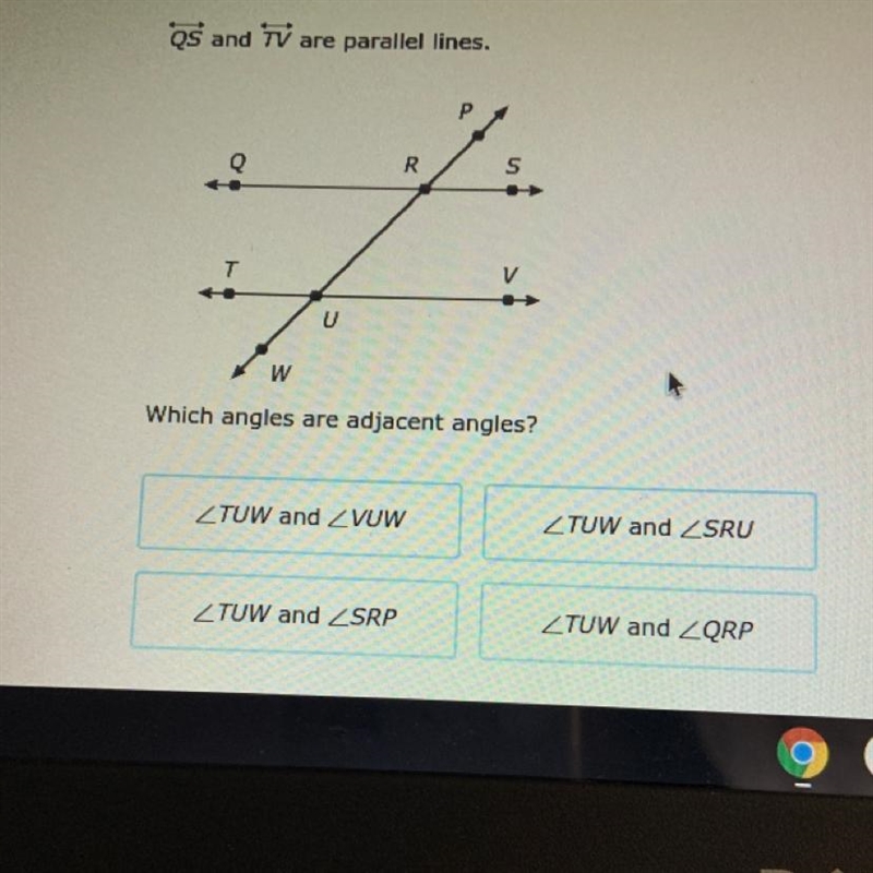 Which angles are adjacent angles?-example-1