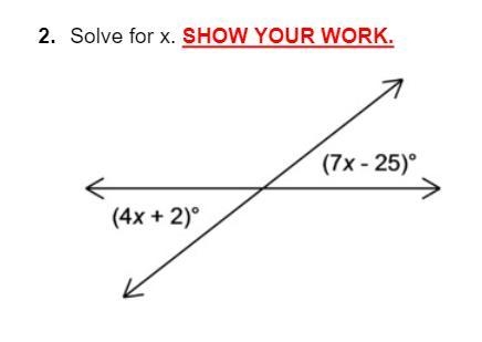 Solve for X. Show your work.-example-1