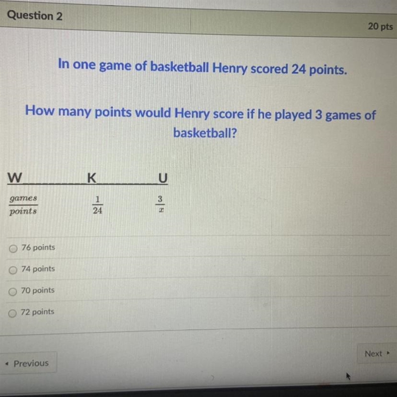 In one game of basketball Henry scored 24 points. How many points would Henry score-example-1