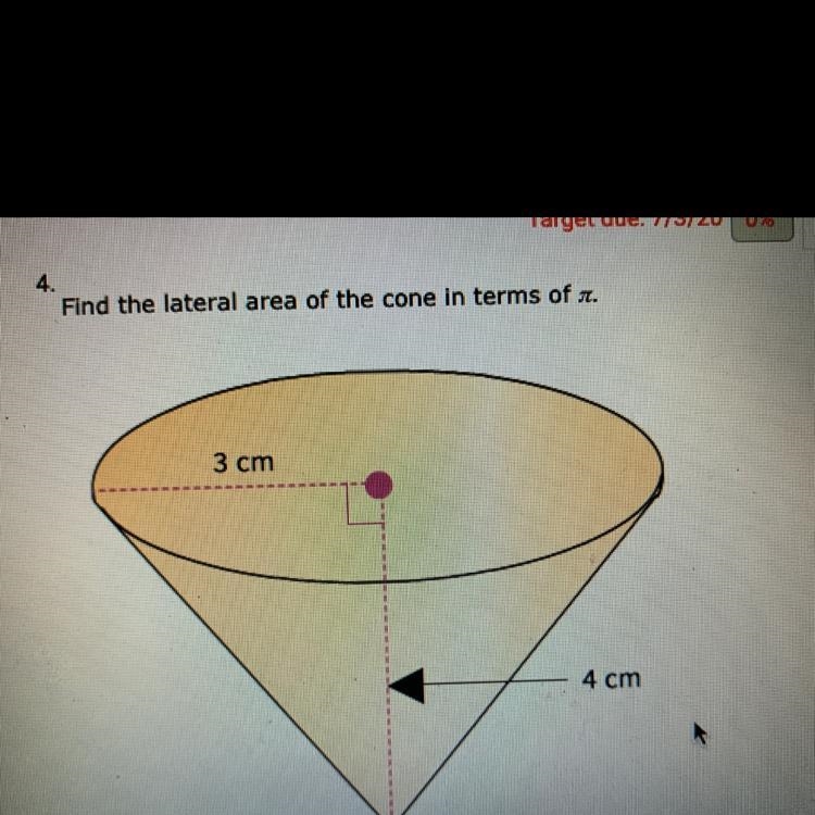 Find the lateral area of the cones in terms of pi-example-1