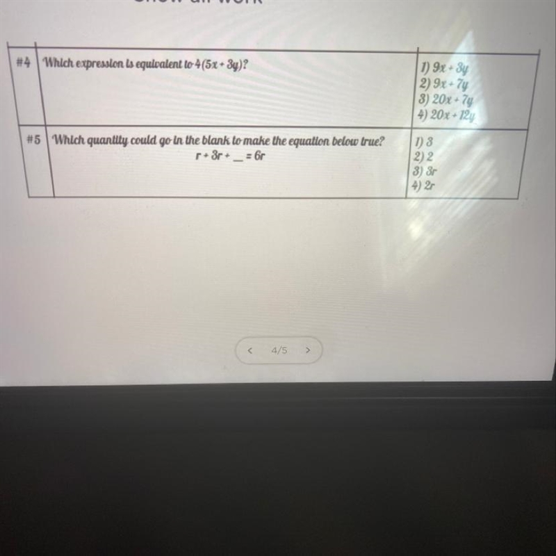 Which expression is equivalent to 4(5x+3y)? Just number 4-example-1