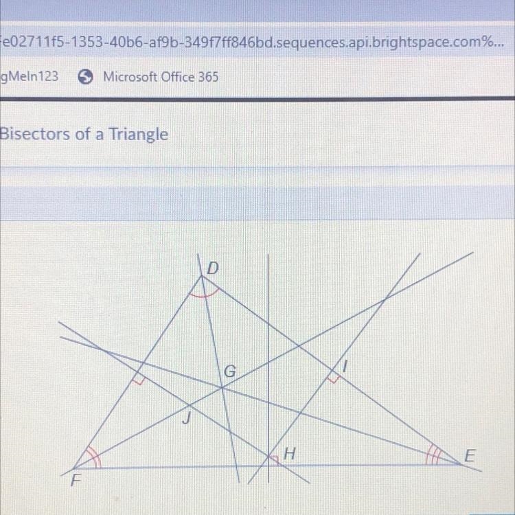 Which point is the incenter of angle DEF-example-1