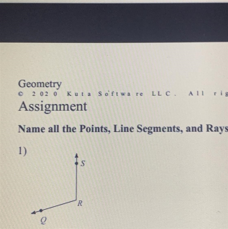 Name all rays ,point and line segment-example-1