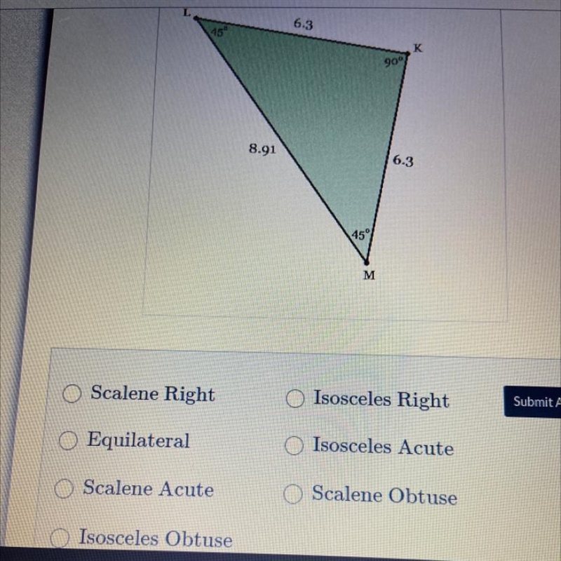 Determine the type of triangle that is drawn below.-example-1