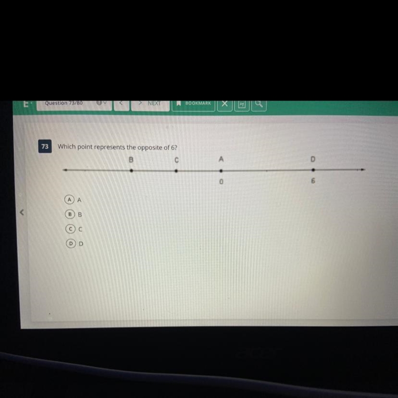 Which Point represents the opposite of six,??-example-1