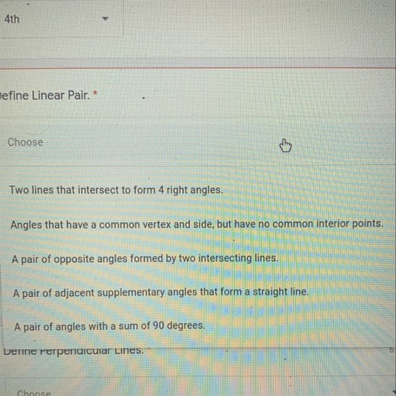 Define Linear Pair. Choose one of the answer choices-example-1