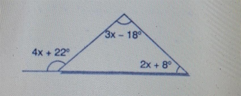 PLEASE HELP MEEEEEEEE Determine the internal and external angles of the triangle below-example-1