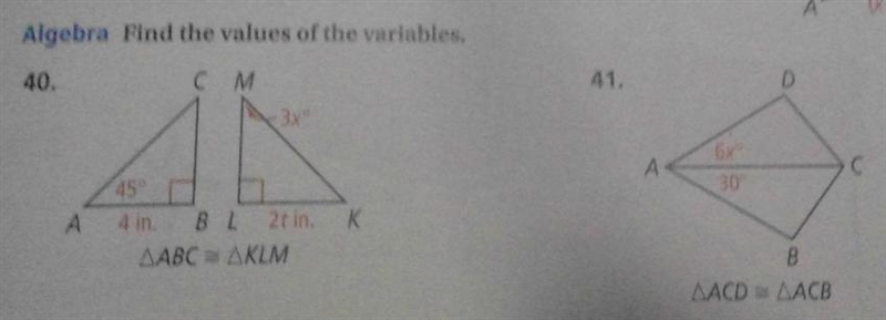 Find the values of the variables, show work-example-1