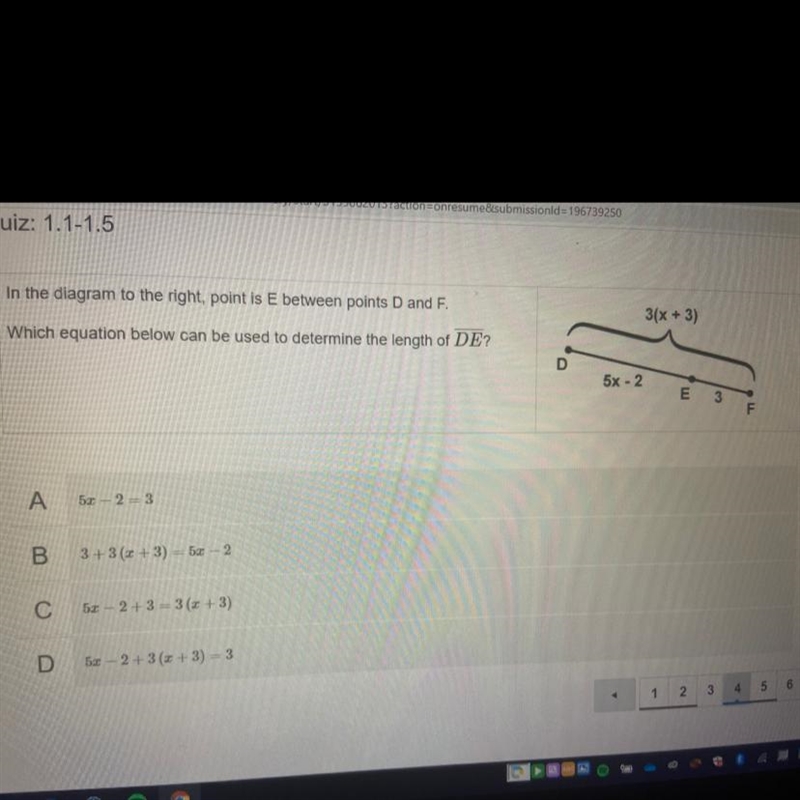 Which equation can be used to determine the length of DE-example-1