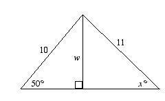 Find the value of w and then x. Round lengths to the nearest tenth and angle measures-example-1