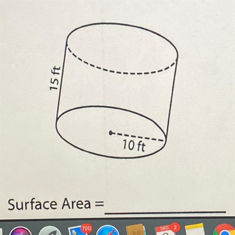 Find the surface area of this cylinder using pie.-example-1