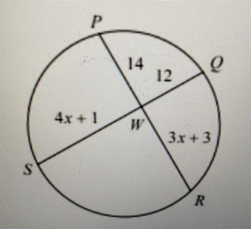 Find the length of chord QS 1)5 2)33 3)21 4)32-example-1