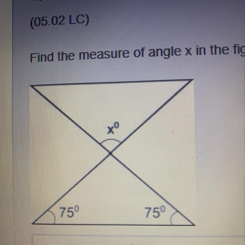 Find the measure of angle X in the figure below: 15degress 25degrees 30dregrees 60degrees-example-1