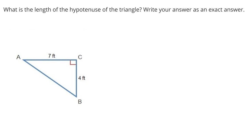 What is the length of the hypotenuse of the triangle? Write your answer as an exact-example-1