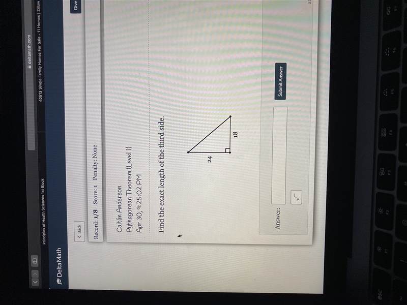 Find the exact length of the third side-example-1