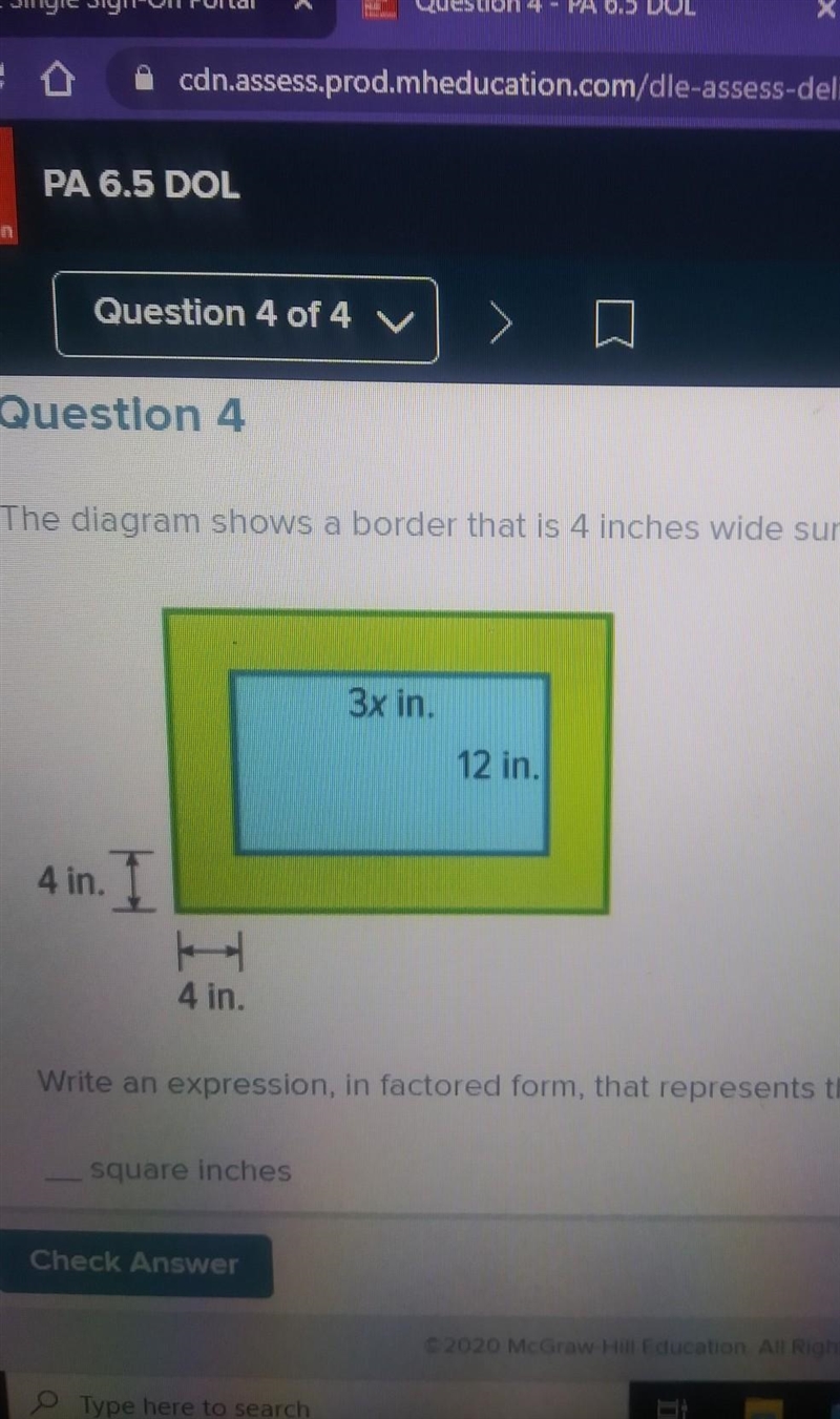 Write an expression in the factored form that represents the area of the border?​-example-1