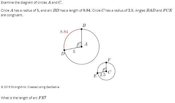 What is the length of arc FE?-example-1