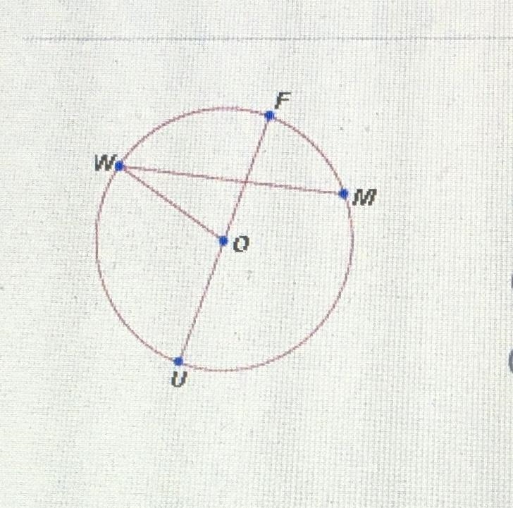 Which of the following segments is a diameter of O? A. UF B. WM C. WO D. OF-example-1