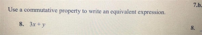 Use commutative property to write an equivalent expression-example-1