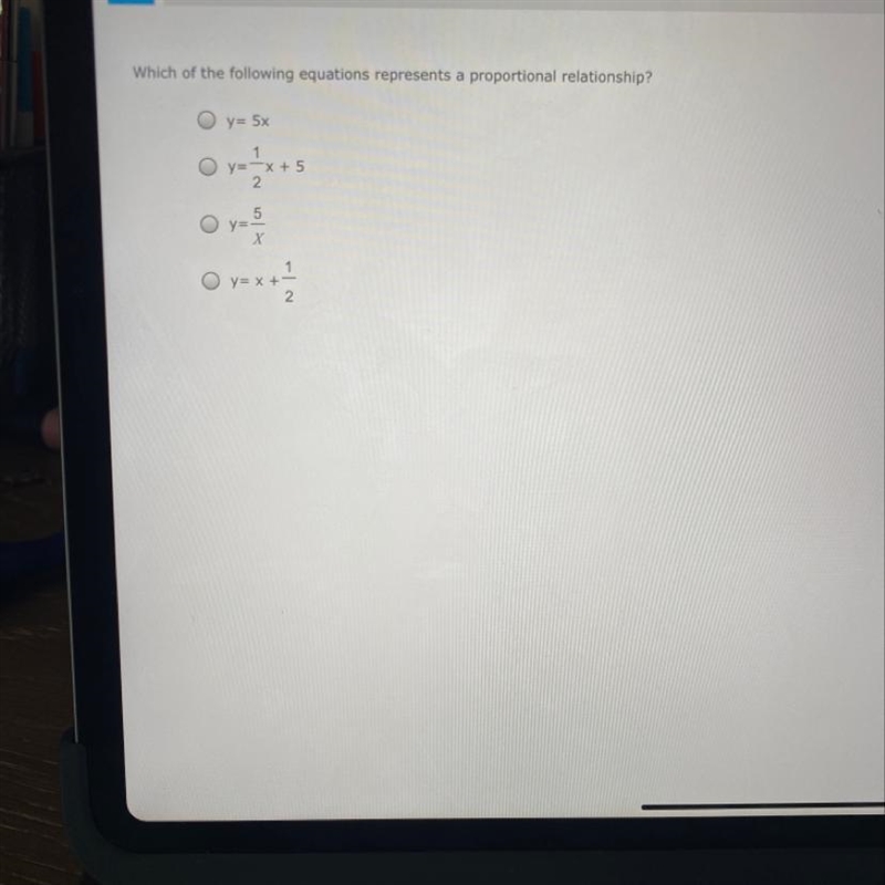 Which of the following equations represnets a proportional relationship-example-1