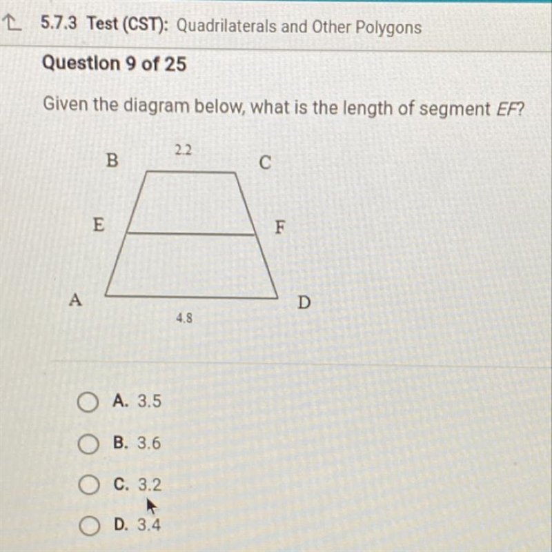 Given the diagram below, what is the length of segment ef-example-1