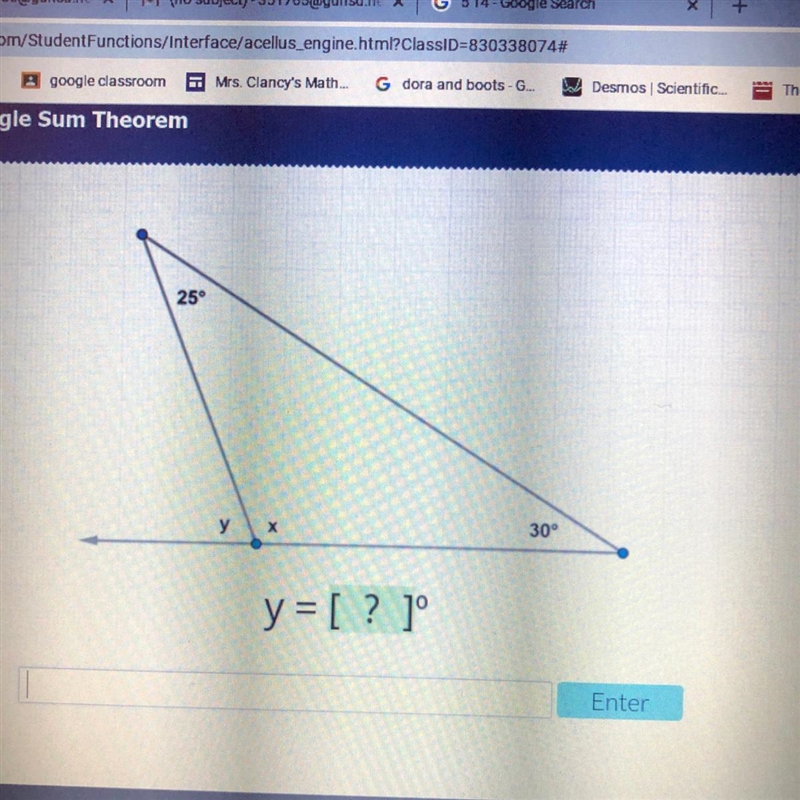 Angle sum theorem 25° 30°-example-1