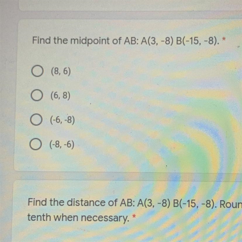 Find the midpoint of AB: A(3,-8) B(-15,-8)-example-1