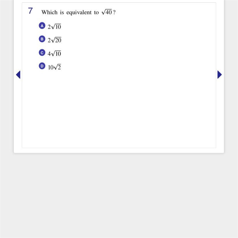 Which is equivalent to sqrt(40)-example-1