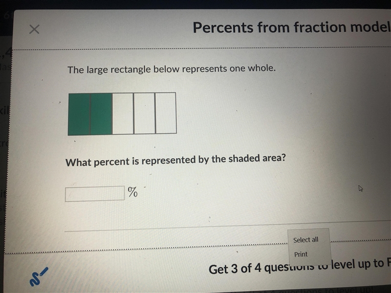 Math The large rectangle below represents one below , i have been doing this for so-example-1