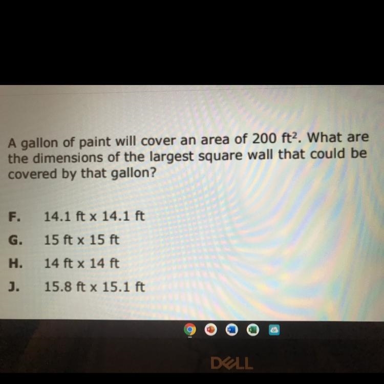 2. A gallon of paint will cover an area of 200 ft. What are the dimensions of the-example-1