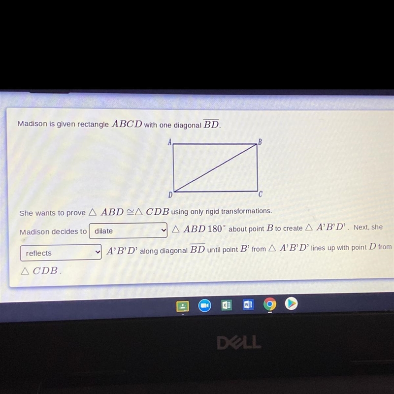 Madison is given rectangle ABCD with one diagonal BD​-example-1