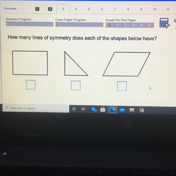 How many lines of symmetry does each of the shapes below have? Please Answer ASAP-example-1