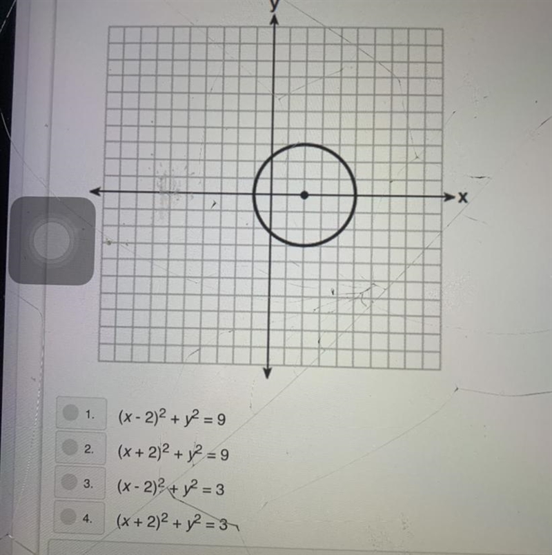 Which equation represents the circle shown in the graph?-example-1