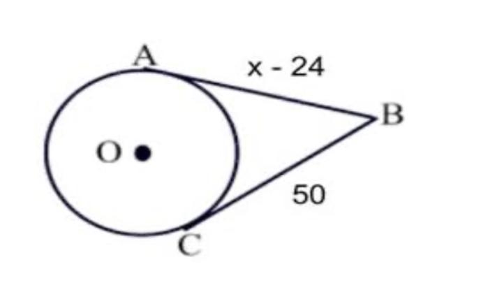 AB and BC are tangents. Find x.-example-1