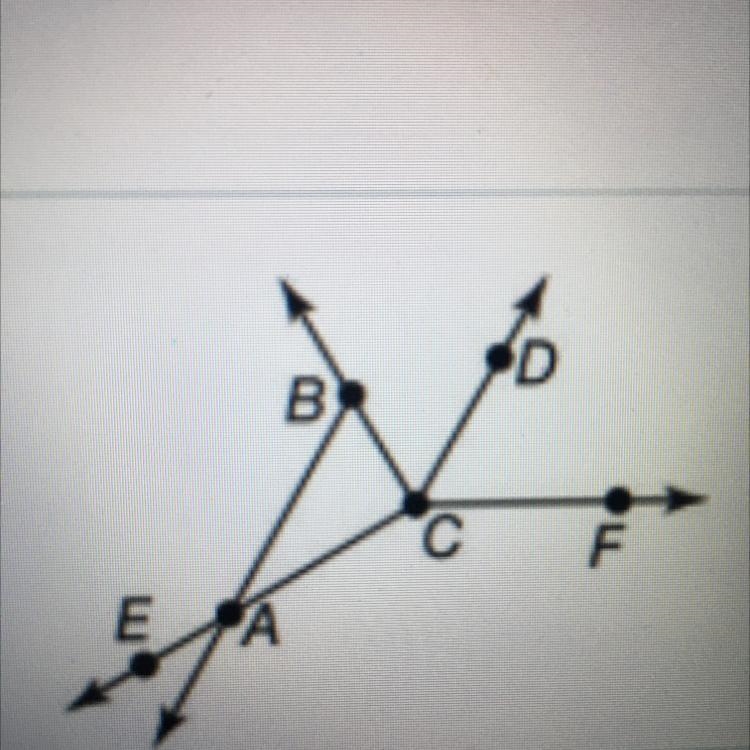 What angle is supplementary to EAB? (Just write the three letters. Remember the vertex-example-1