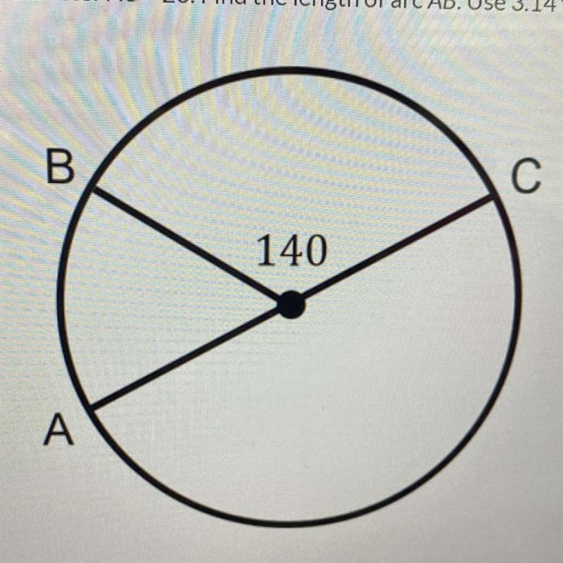 Diameter AC = 26. Find the length of arc AB. Use 3.14 for pi. Round to the nearest-example-1