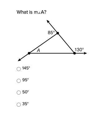 What is m∠A? 145° 95° 50° 35°-example-1