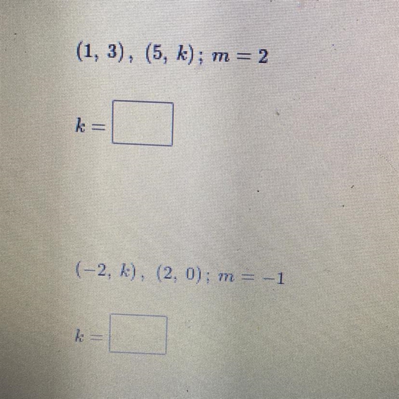 Use an equation to find the value of k so that the line that passes through the given-example-1