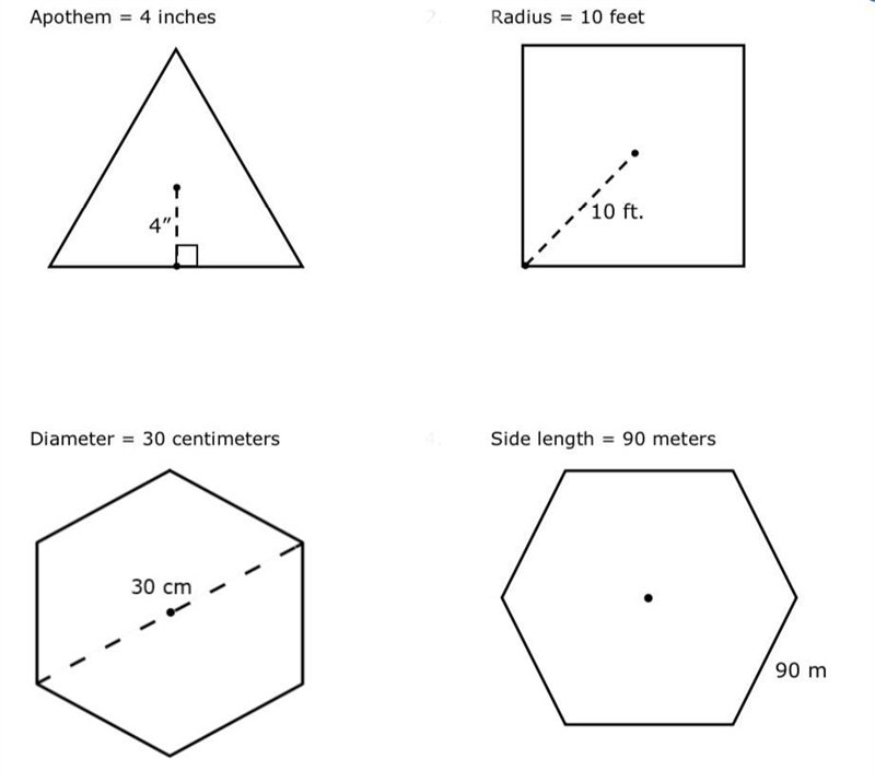 For each problem, use the formula for area of a polygon A = 12 ap , where a is the-example-1