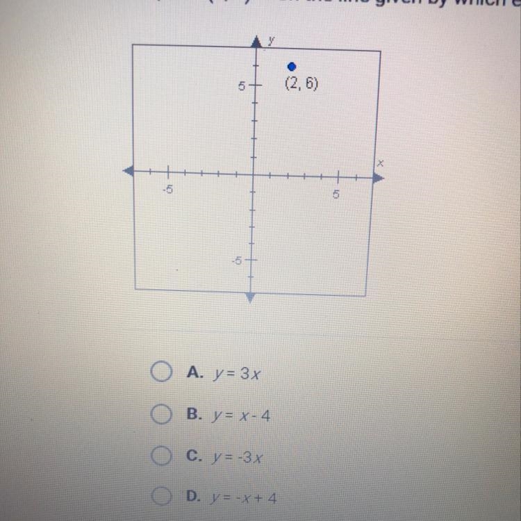 The The point (2,6) is on the line given by which equation below?-example-1