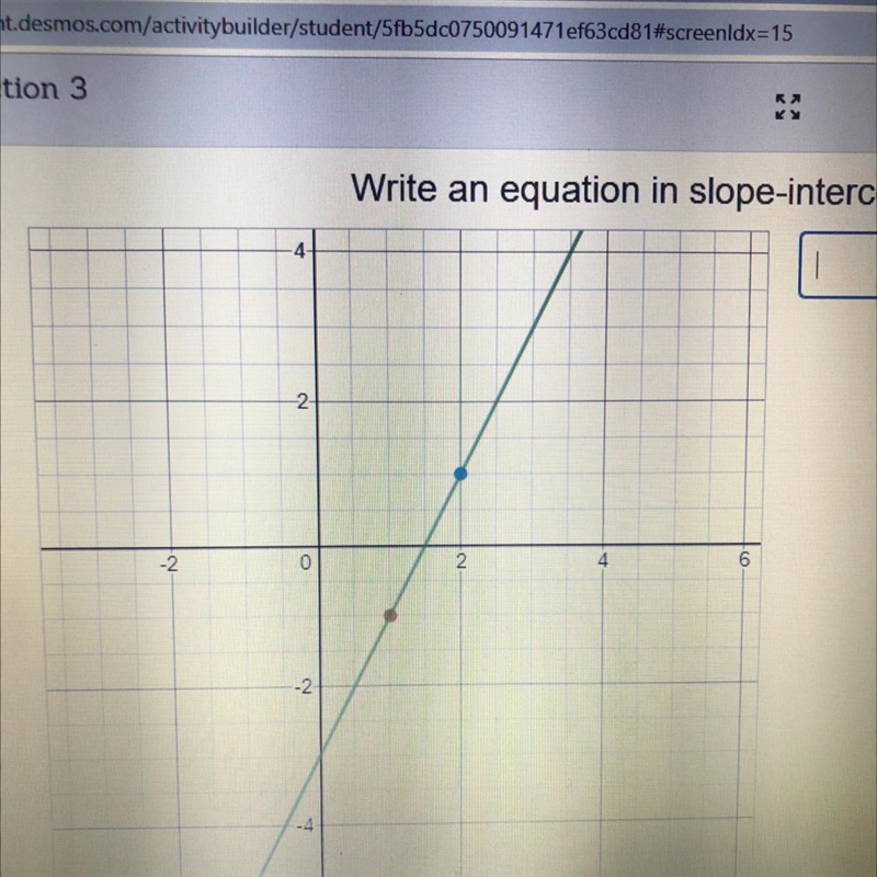 Write an equation in slope-intercept form of each line.-example-1