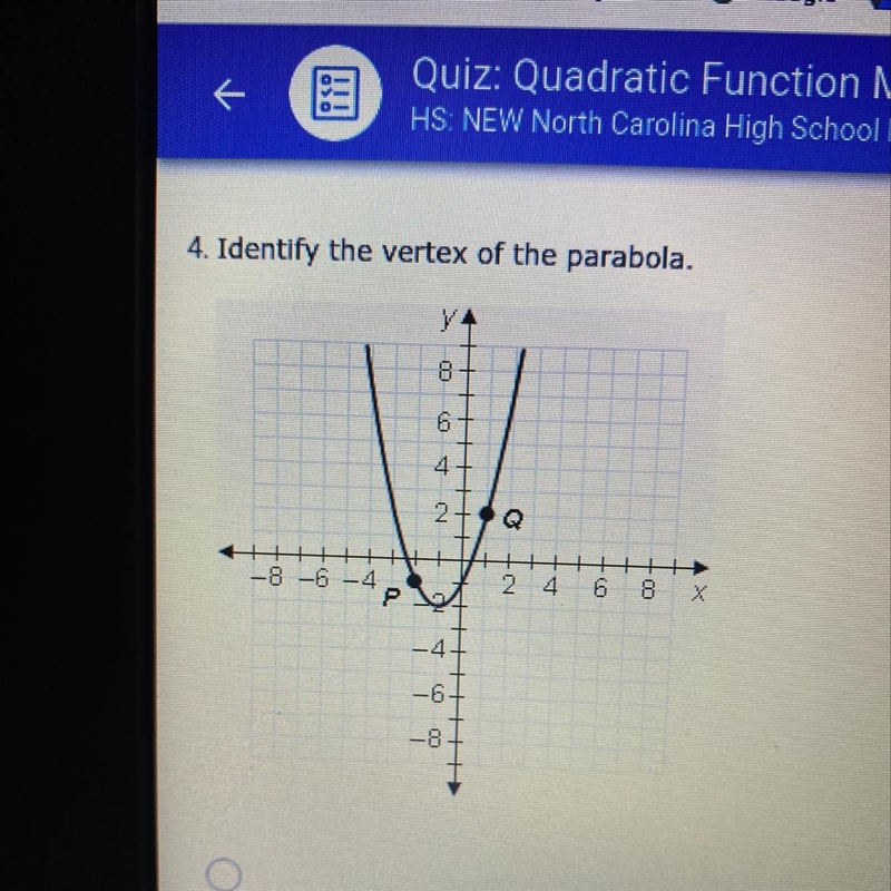 Identify the axis of symmetry of the parabola.-example-1