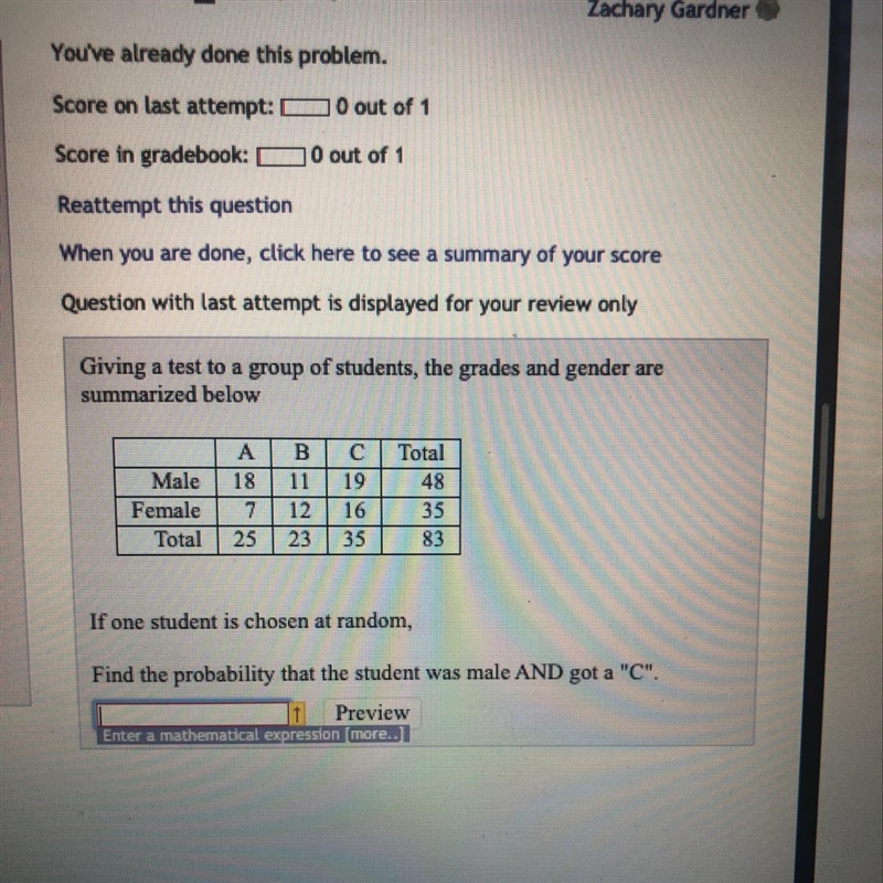 What is the probability of a student being male AND getting a “c”?-example-1