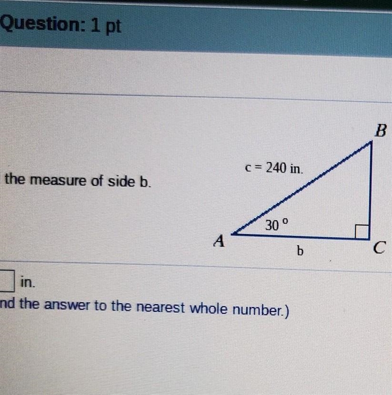 It said in the question how do we solve of the side b​-example-1