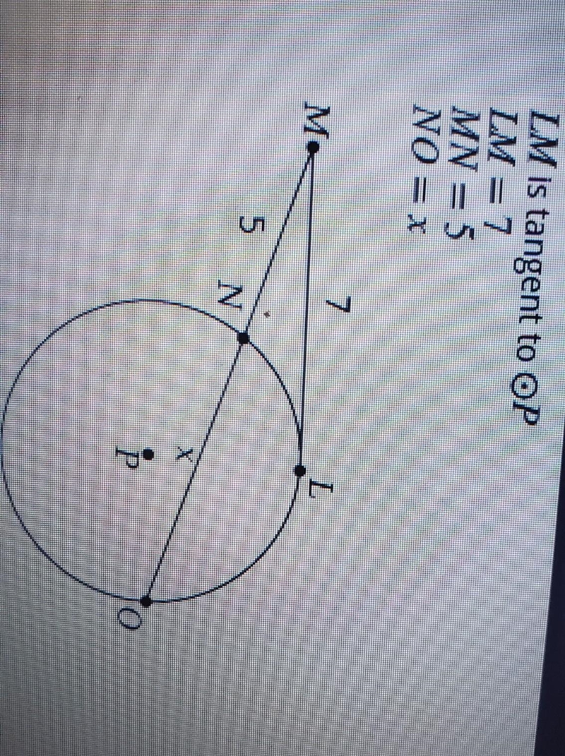 To the nearest tenth, what is the value of x? A. 3.5 B. 4.8 C. 5.9 D. 7.3 E. 9.8 ​-example-1