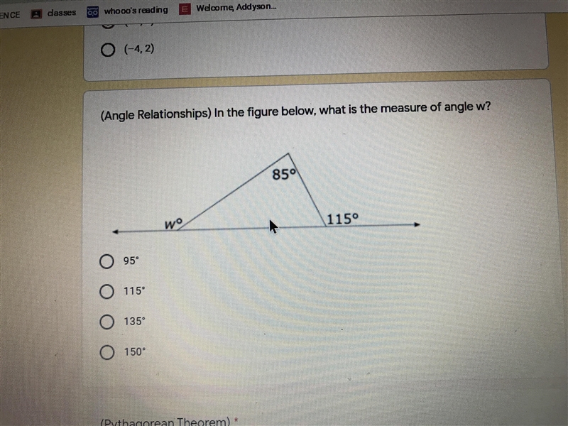 In the figure below, what is the measure of angle w?-example-1