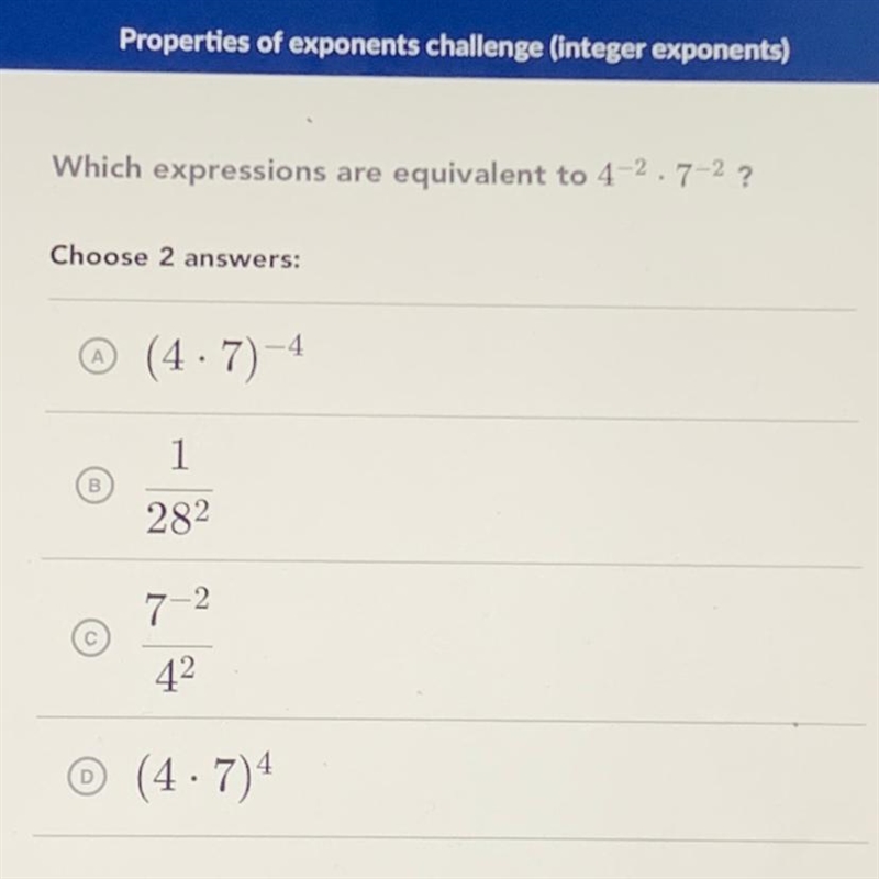 Which expressions are equivalent to 4-2.7-2 ?-example-1