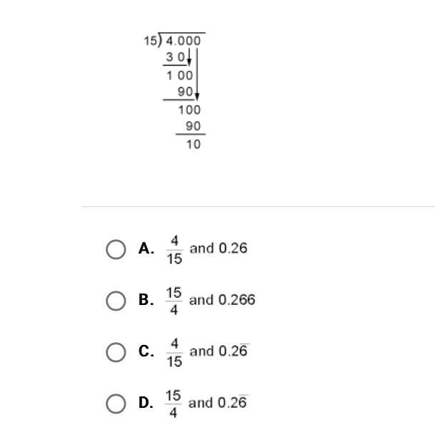 Which fraction and decimal forms match the long division problem?-example-1